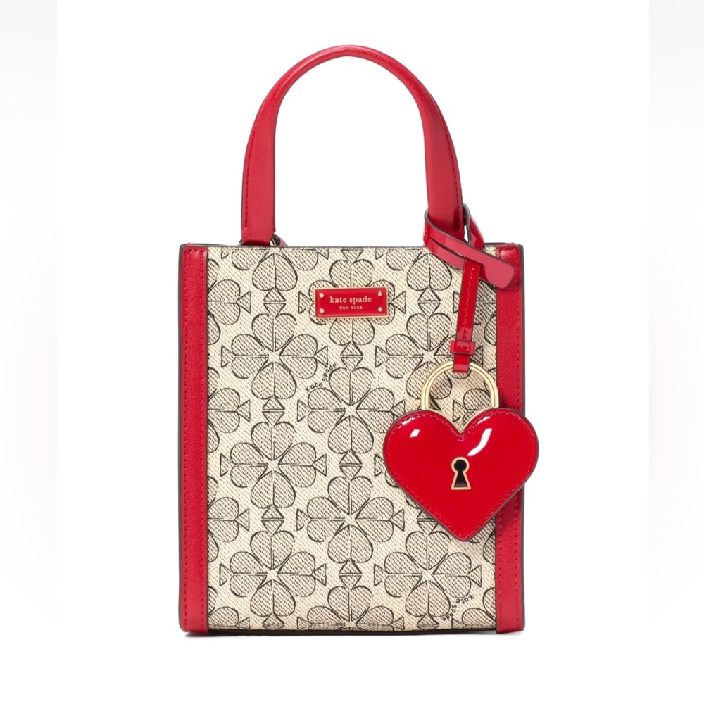 New Kate Spade Spade Flower Coated Canvas Manhattan Mini Tote Cherry Rose